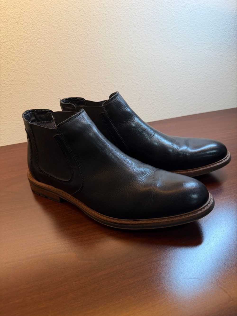 Men's Black Leather Chelsea Boots - Classic Slip-On Dress Boot